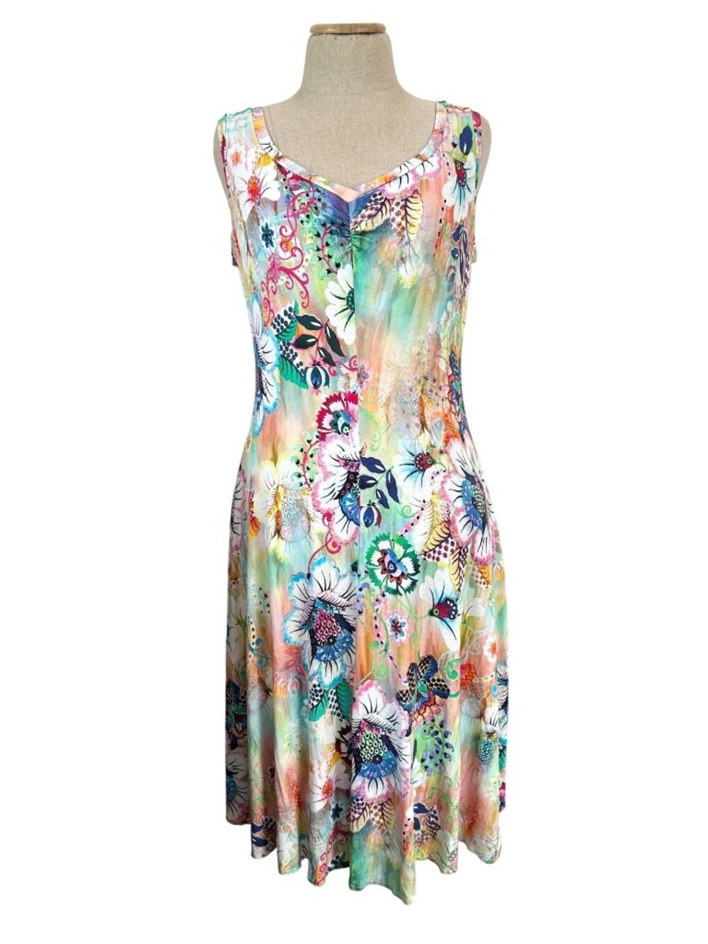Elana Kattan Women's Sz Large Floral Sleeveless Midi Dress With Lining